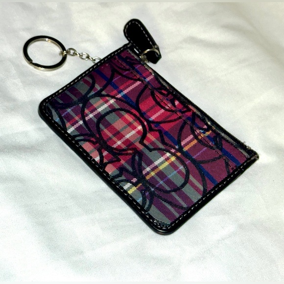 COACH POPPY TARTAN CARD & KEY HOLDER - Picture 7 of 7